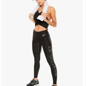 Nike Black Leggings with Bold Just Do It Graphic